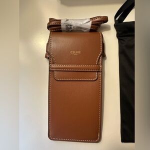 Celine Tan Leather Phone Pouch